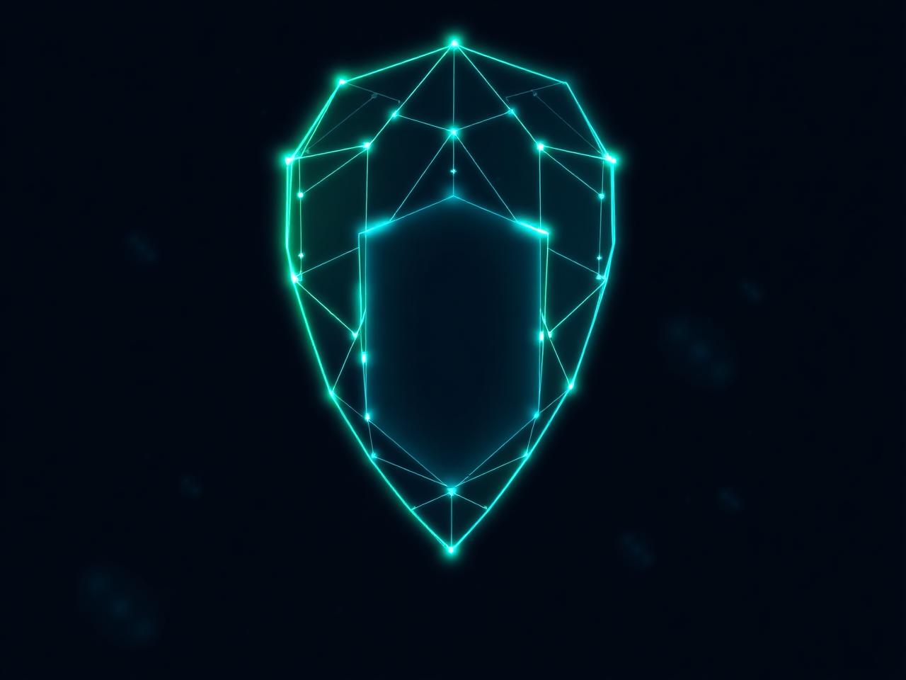 Visualização de um escudo de segurança como malha de dados conectados